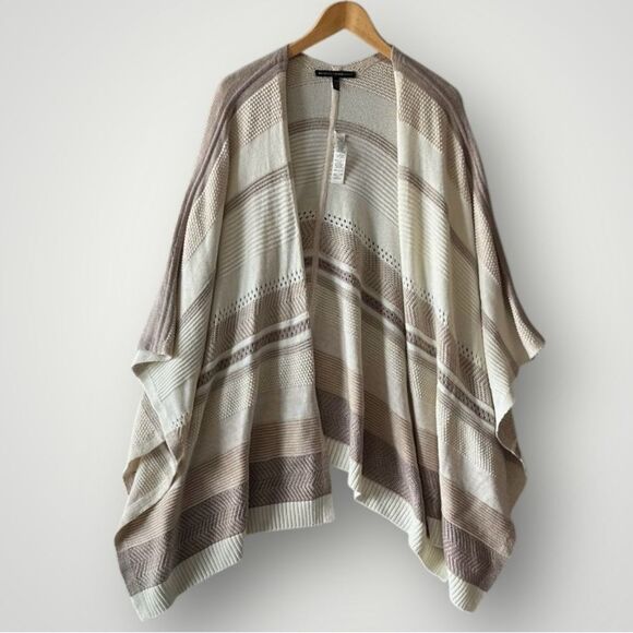 White House Black Market Cream and Tan Poncho - Picture 2 of 8